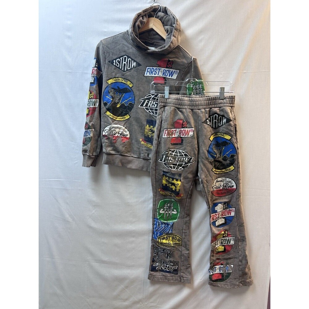 First Row Graphic Hoodie Sweatpants 2 Piece Set All Over Print Boys M